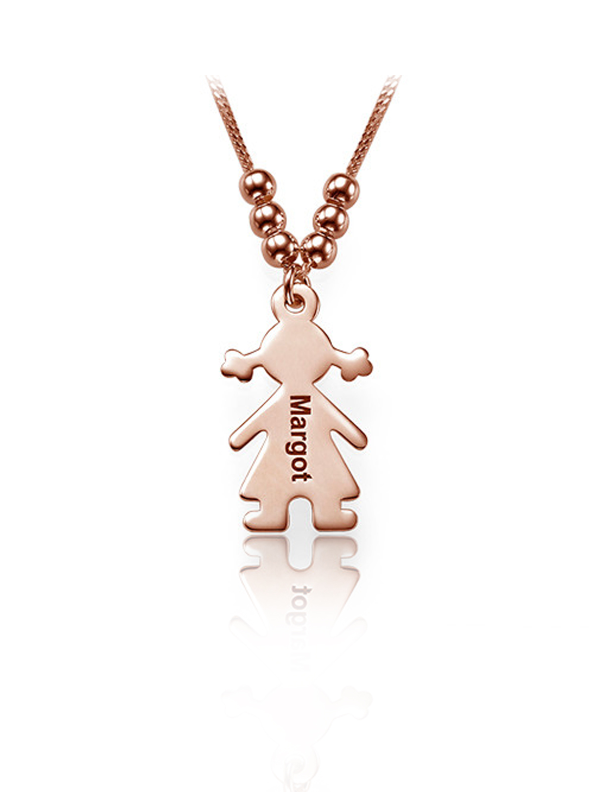 Child's Rose Gold Tone Personalised Name Necklace with Birthstone & Cross Charm